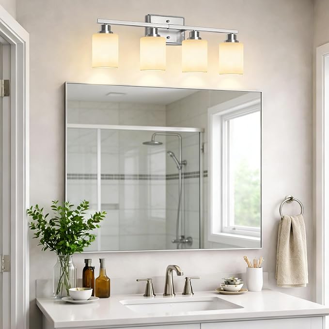 Unicozin 4-Light Bathroom Light Fixtures, Modern Brushed Nickel Vanity Light - Image 9