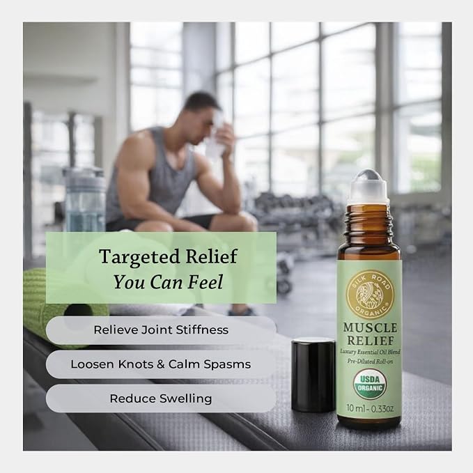 Silk Road Organic Muscle Relief Essential Oil Blend Roll On - Image 2