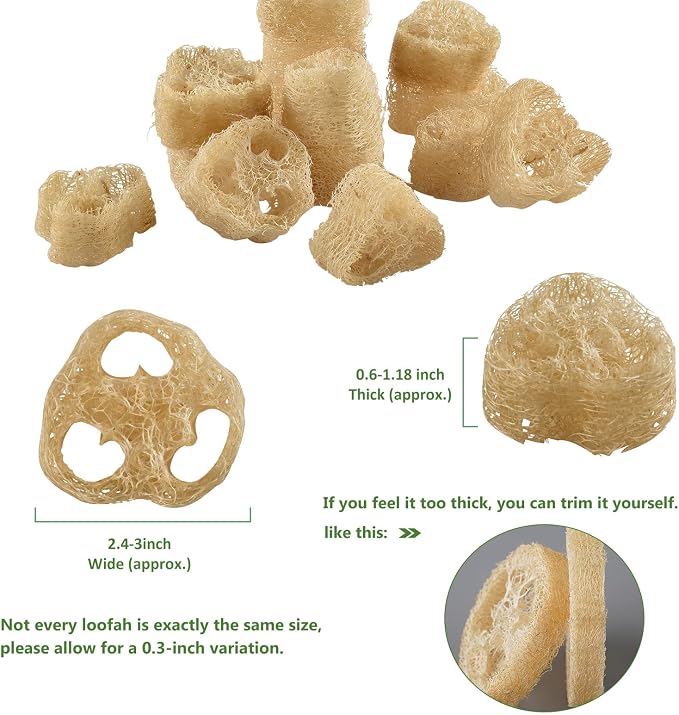 Natural Loofah Sponge for Soap Making, 20 Pack Organic Loofahs Slices Cuts Set - Image 7