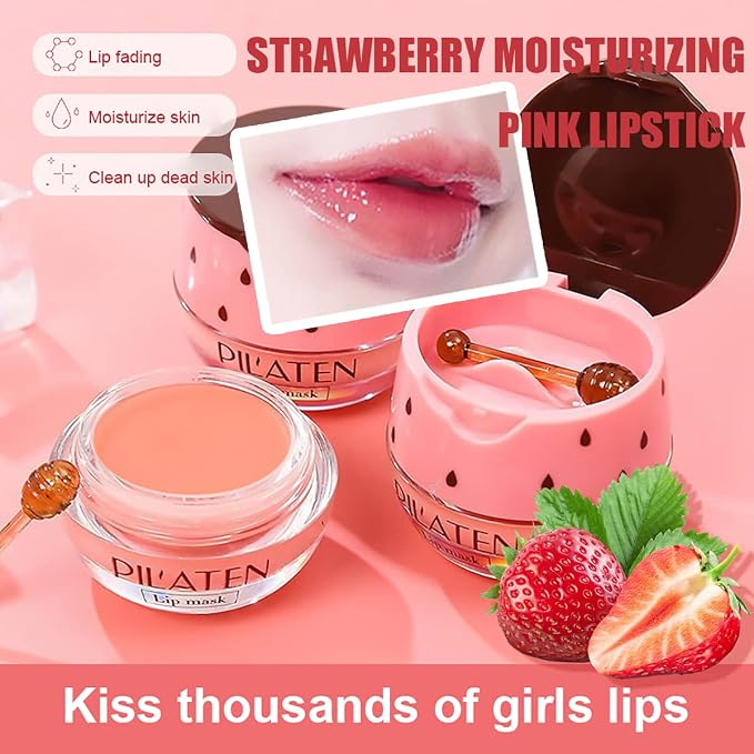 Strawberry & Honey Lip Balm, Vitamin E Lip Masks & Moisturizing Propolis - Image 4