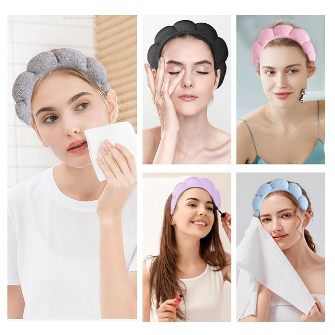 Beleki Spa Headband for Washing Face, Sponge Makeup Headband and Wristband Set - Image 6
