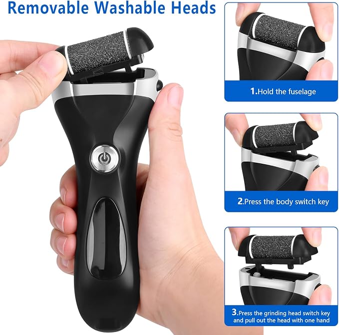 Electric Foot Callus Remover Kit, Elmchee Rechargeable Pedicure Tools Foot Care - Image 6