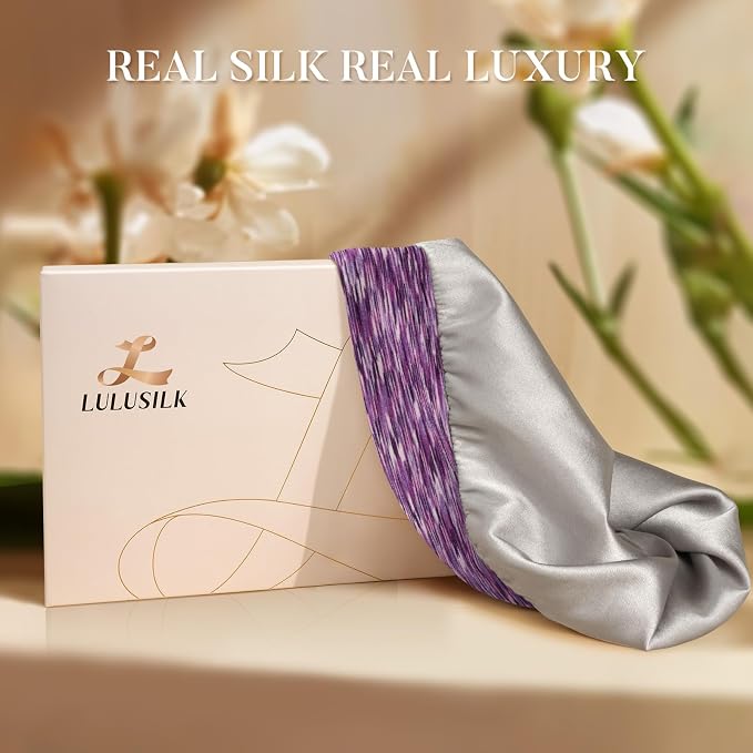 LULUSILK Mulberry Silk Lined Sleep Cap, No More Frizzy Tangled Hair, Stay On - Image 7