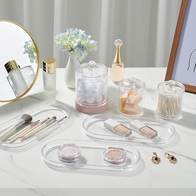 SheeChung Acrylic Vanity Tray, 2 Pack, 9.65 in x 4.5 in x 0.79 in, Catchall Tray - Image 5