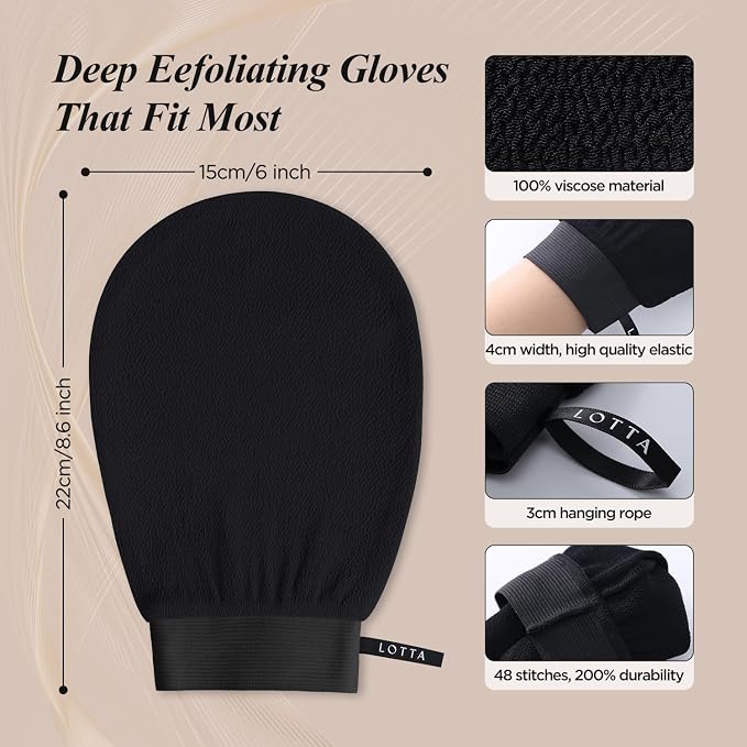 LOTTA Exfoliating Gloves for Dead Skin Removal & Skin Cell Renewal, Vegan - Image 5