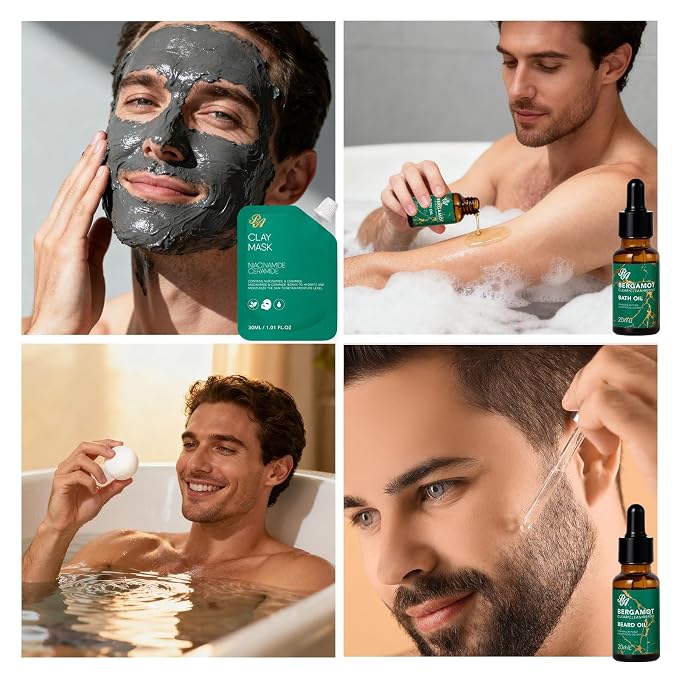 Men Bergamot Facial Skin Care Set, Fathers Day Gift, Bath and Body Gift Basket - Image 6