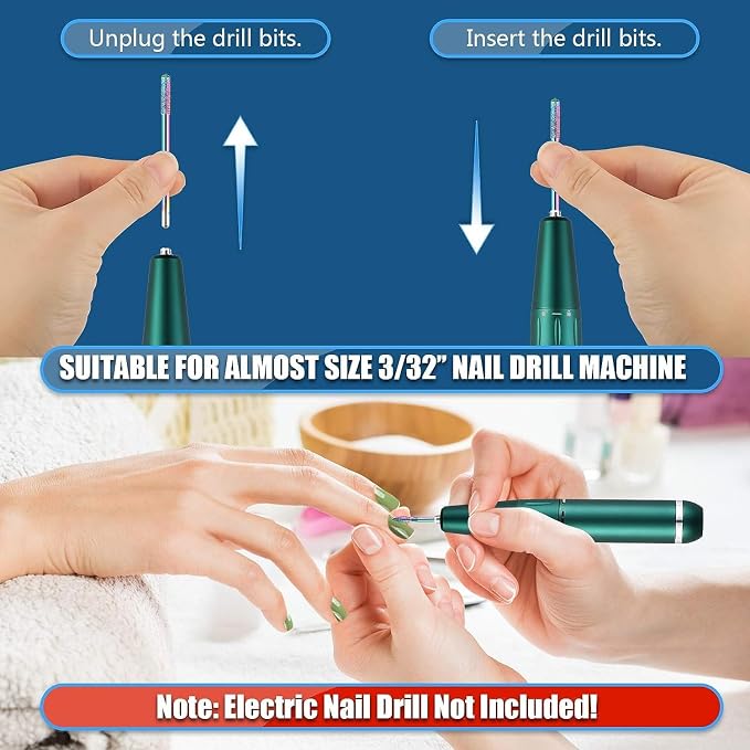 Depvko 21pcs Nail Drill Bits Sets, 3/32 Inch Cuticle Electric Nail File and - Image 4