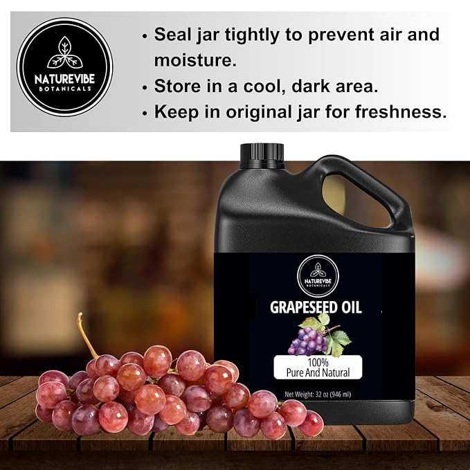 Naturevibe Botanicals Grapeseed Oil 32oz | 100% Pure Cold-Pressed & Lightweight - Image 7