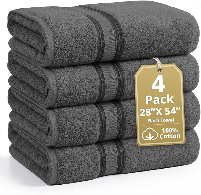 LANE LINEN 100% Cotton Bath Towels Set of 4 by LaneLinen