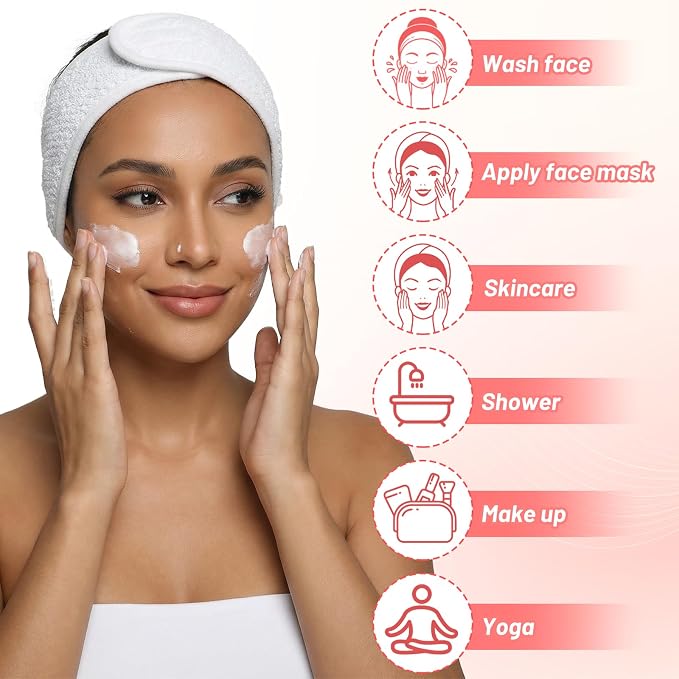 Yolev 4 Pcs Skincare Headbands Adjustable Spa Headbands - Image 5