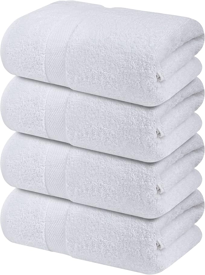 Infinitee Xclusives Luxury 100% Ring-Spun Cotton White Bath Towels Set of 4 – - Image 8