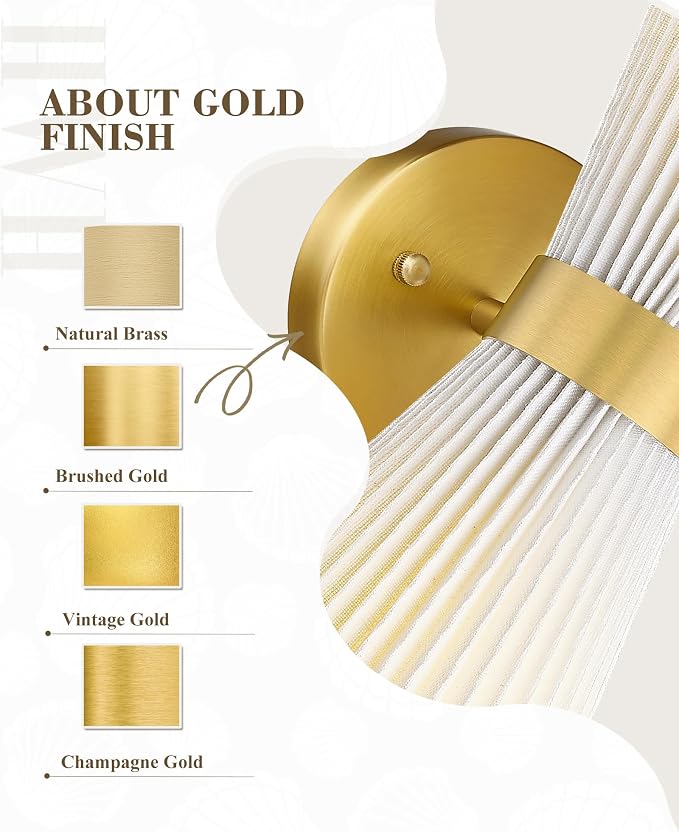 Gold Sconce Wall Lighting, HWH Single Wall Vanity Light Fixture - Image 6