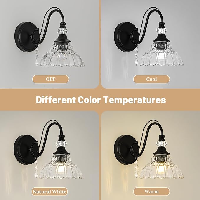 1 Piece Black Wall Sconce, 1-Light Black Farmhouse Wall Sconce - Image 8