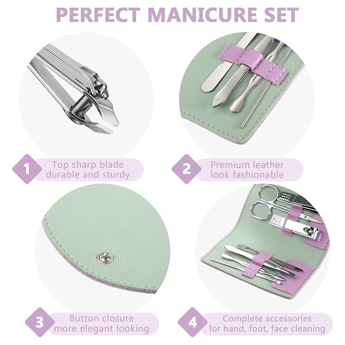 12 Set Manicure Set Bulk Mini Manicure Nail Clipper Kit 7 in 1 Stainless Steel - Image 6