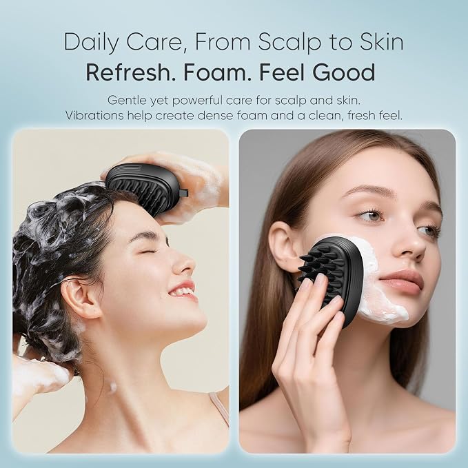 EKZ Sonic Vibrating Scalp Massager Shampoo Brush: Electric Silicone Hair - Image 7