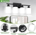 Indoi 4-Light Bathroom Light Fixtures, Matte Black Vanity Lights - Image 4