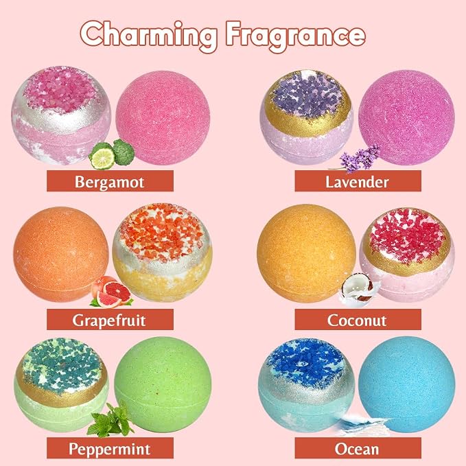 KAV Bath Bombs for Women — Natural Geode Bathbombs for Girls, Tweens | Set of - Image 2