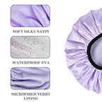 Three-Layer Terry Cloth Lined Satin Shower Cap, - Image 3