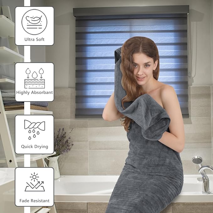 Extra Large Bath Sheet Set of 4, Ultra Soft Fluffy Towel, 35”x 70”Oversized - Image 4