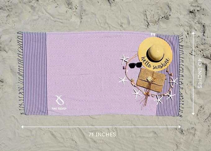RRay Silver Turkish Beach Towel – 100% Turkish Cotton 40"x71" Quick Dry - Image 6