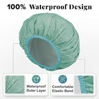 3Pcs Shower Cap for Women Reusable Waterproof, Bath Cap for Long Hair, - Image 2