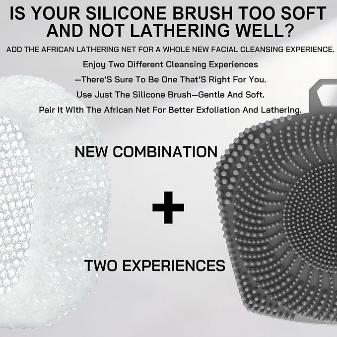 RamPula Face Scrubber & African Net, Silicone Exfoliating Brush - Image 2