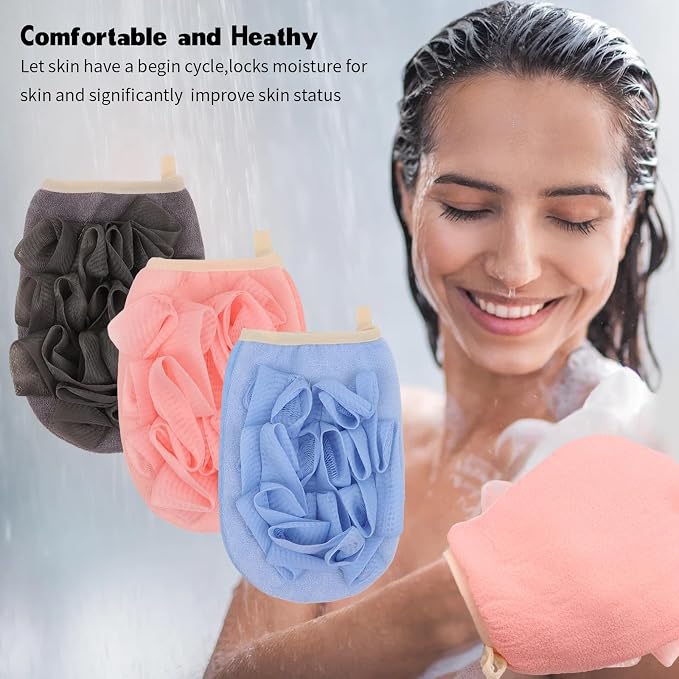 3 Pack Bath Loofah Body Sponge Brushes Loofah Exfoliating Glove Bath Shower - Image 4