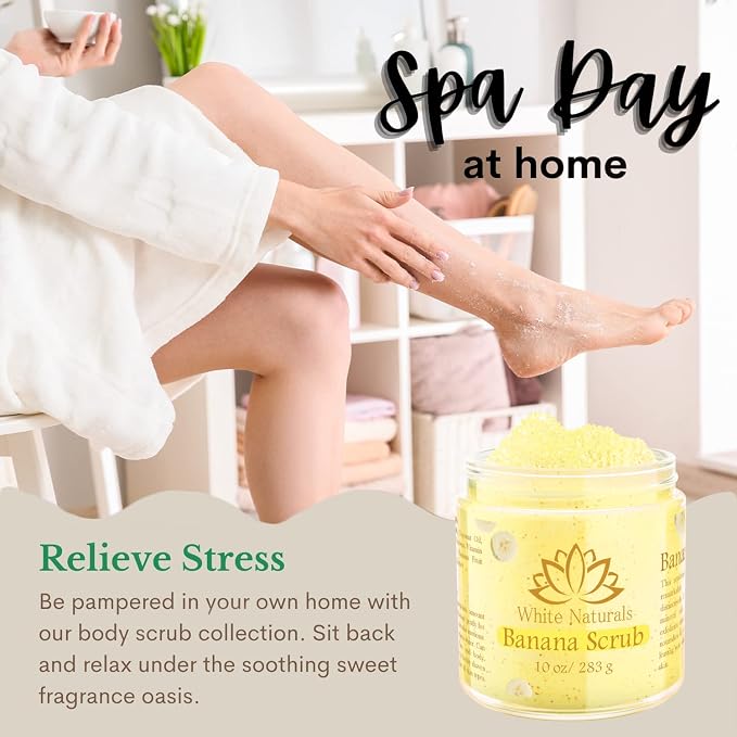Organic Banana Body Scrub, Moisturizing and Exfoliating Salt Face & Body Scrub - Image 6