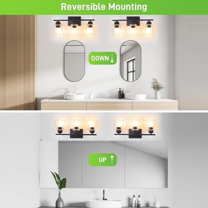 hykolity 3-Light Bathroom Vanity Light, 5-Piece All-in-One Bathroom Set - Image 3