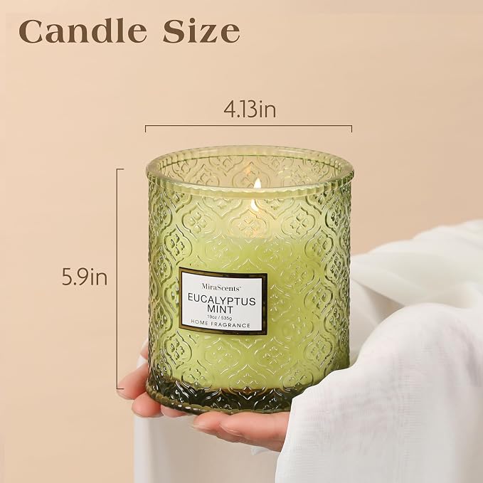 Eucalyptus Mint Scented Candles, Large Natural Soy Candle, 88 Hours Burning Time - Image 5