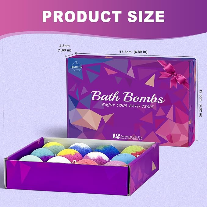 Bath Bombs for Women Gift Set 12 Pack Natural Relaxing Bath Bombs for - Image 9