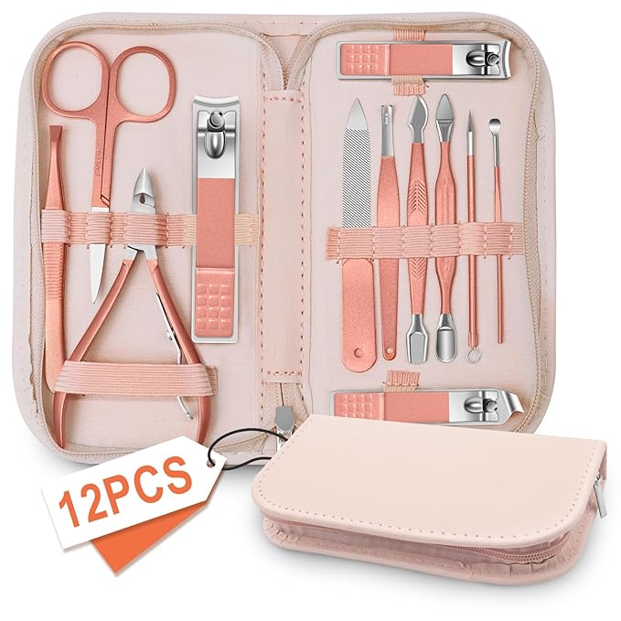 Manicure Set Nail Clipper Set Men Women 12 in 1 Nail Care Kit by BLESWIN