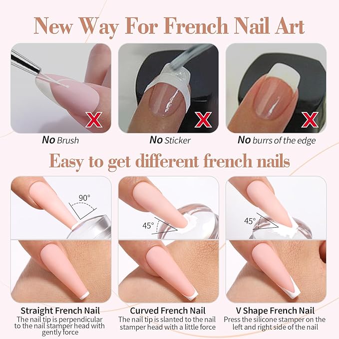 Born Pretty French Manicure Kit, Nail Stamper and 2Pcs Gel Nail Polish - Image 5