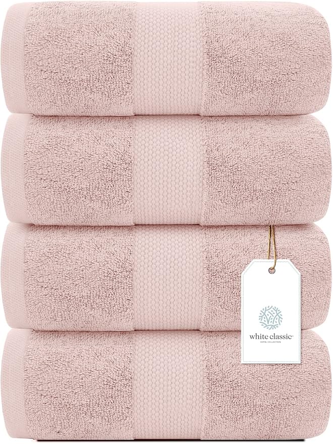 White Classic Luxury Bath Towels Set of 4 Large - Image 2