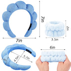 Zkptops 6Pcs Spa Headband for Washing Face Wristbands Set Women Bubble Makeup - Image 4