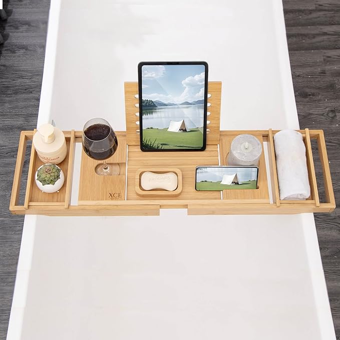 XcE Bamboo Bathtub Caddy Tray - Image 5