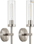 SANTOSTOCK Brushed Nickel Hardwired Wall Sconces Set of 2, Modern Bathroom by SANTOSTOCK
