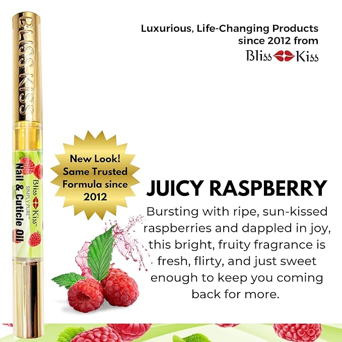 Bliss Kiss | 1 Juicy Raspberry Fragrance | Nail Oil Cuticle Pen w/Vitamin E & - Image 3