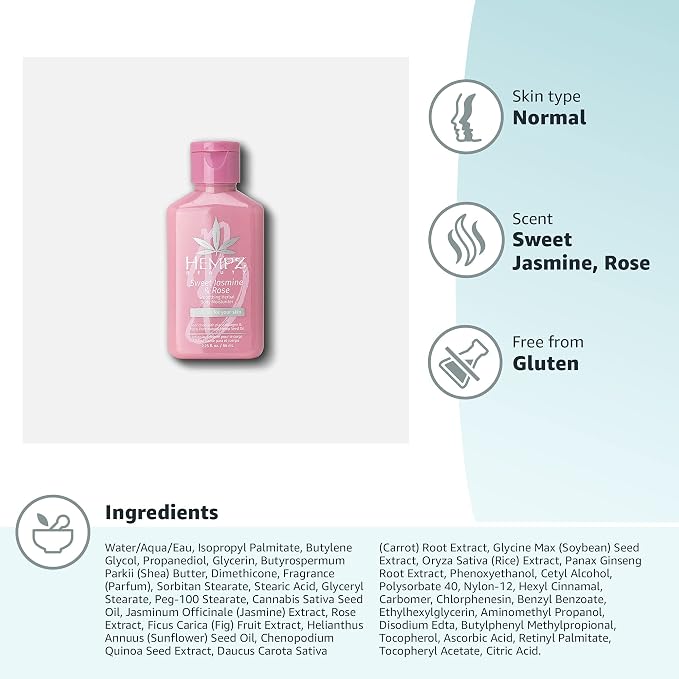 Hempz Mini Collagen-Infused Jasmine & Rose Body Moisturizer, 2.25 oz - Image 8