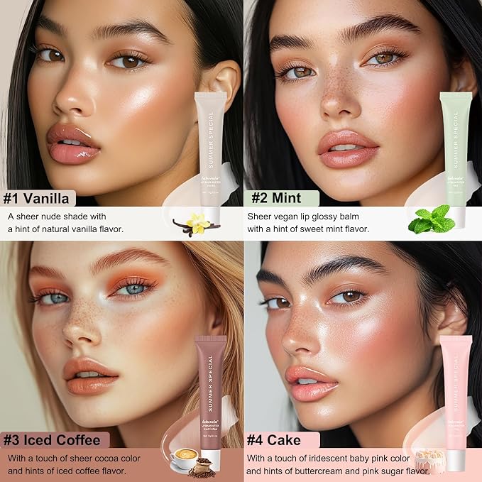 4 PCS Lip Glossy Butter Nourishing Balm, Lightweight, Non-Sticky, Long-lasting - Image 3