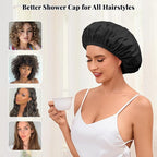 Shower Cap for Women Waterproof Reusable, Large Shower Cap Non-Slip - Image 5