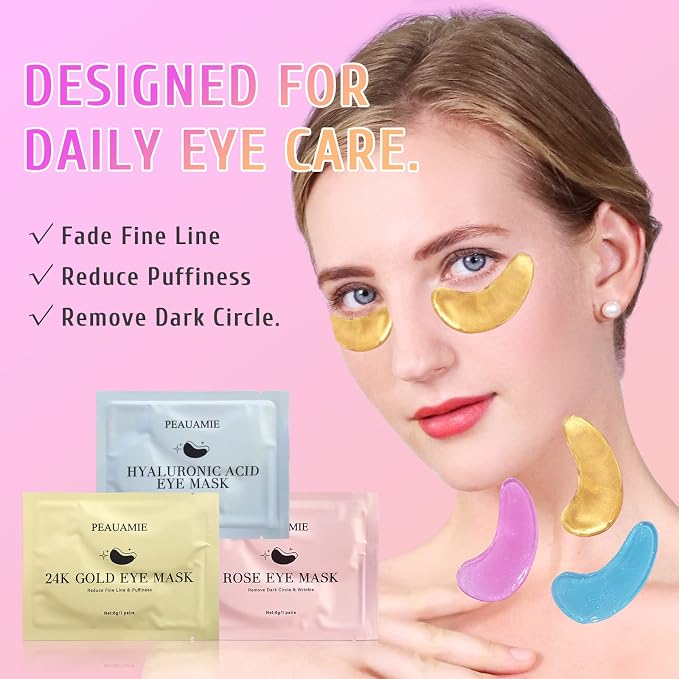 PEAUAMIE Under Eye Patches Gold and Hyaluronic Acid - Image 2