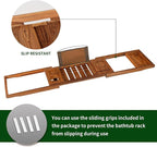 VaeFae Premium Teak Bathtub Tray, Expandable Wooden Bath Tray - Image 7