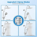 Hibbent cUPC Certified All Metal 10" Rainfall Showerhead Combo, High Pressure - Image 3