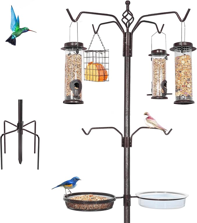 YINGYM Bird Feeding Station Kit, 94 Inch Bird Feeder Pole Stand by YINGYM