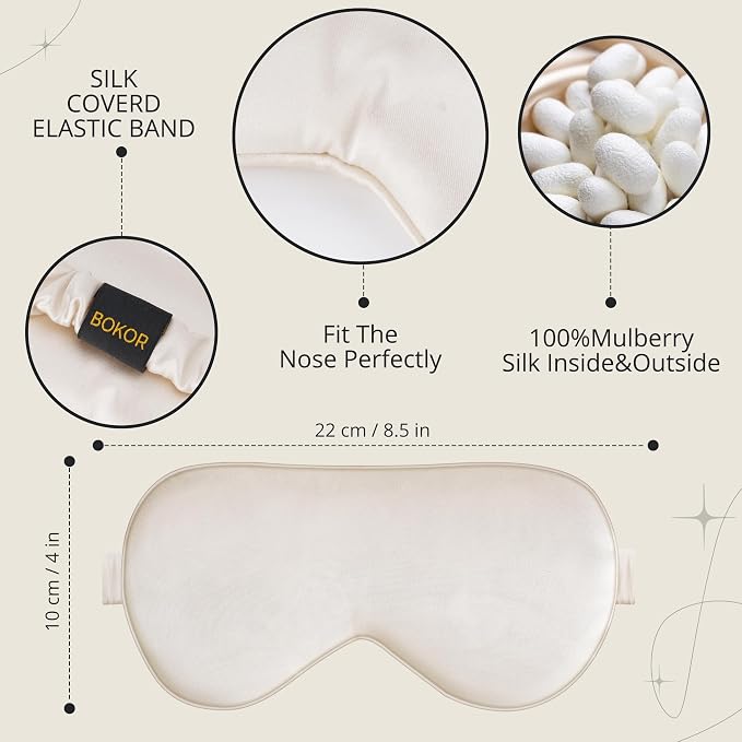 BOKOR Nature Silk Sleep Eye Mask, Sleeping Mask, Dark Circles and Puffiness - Image 2