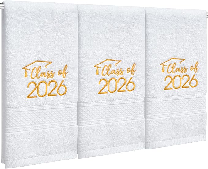 MASHAN Class of 2026 Graduation Hand Towels 3 Pack, 100% Cotton Soft Absorbent by MASHAN