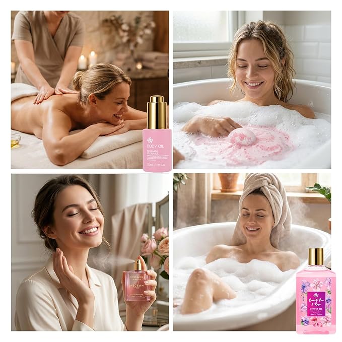 32 Pcs Mother's Day Gift, Rose Bath and Body Gift Basket - Image 5
