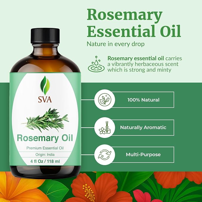 SVA Rosemary Essential Oil – 4 Fl Oz – 100% Natural Rosemary Oil - Image 2