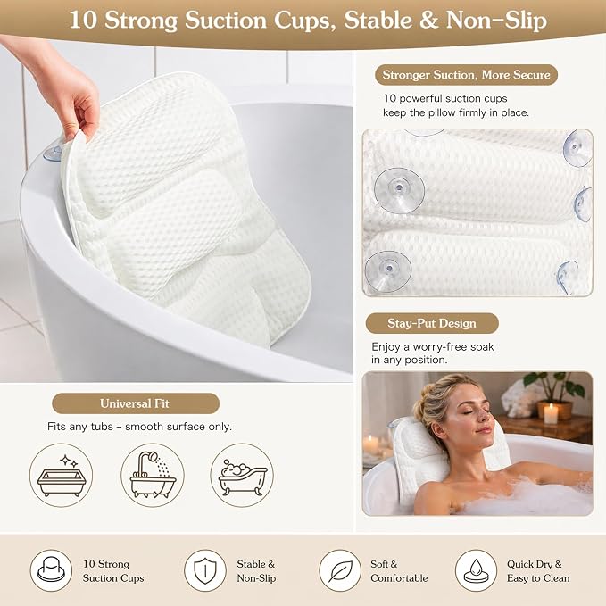 Luxury Bath Pillow for Tub, - Image 2